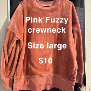 Cozy Pink Fuzzy Crewneck Sweater